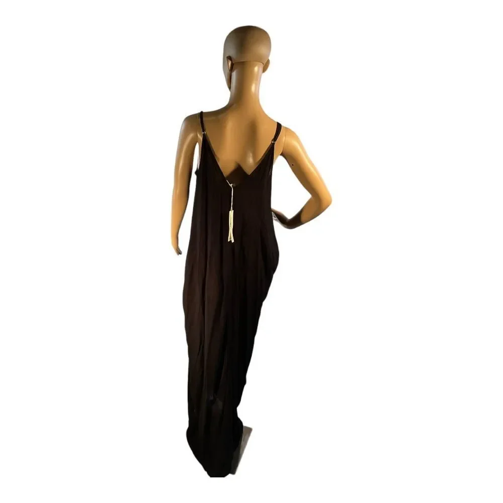 Lovestitch Women’s Black Long Spaghetti Sleeve Maxi Dress  S/M - Picture 5 of 15
